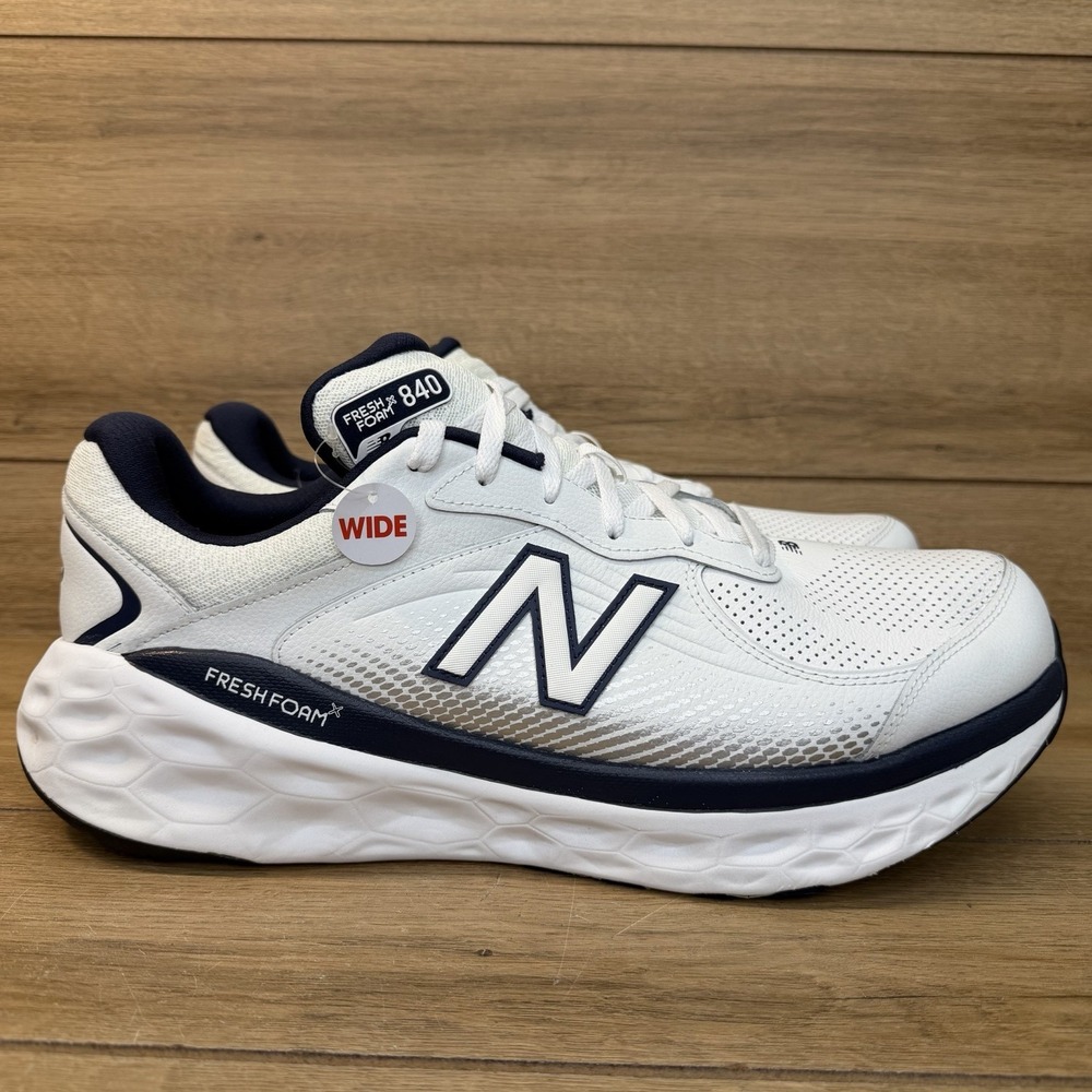 Size 16 WIDE 4E Men's New Balance Fresh Foam X 840Fv1 Running Shoes White Navy